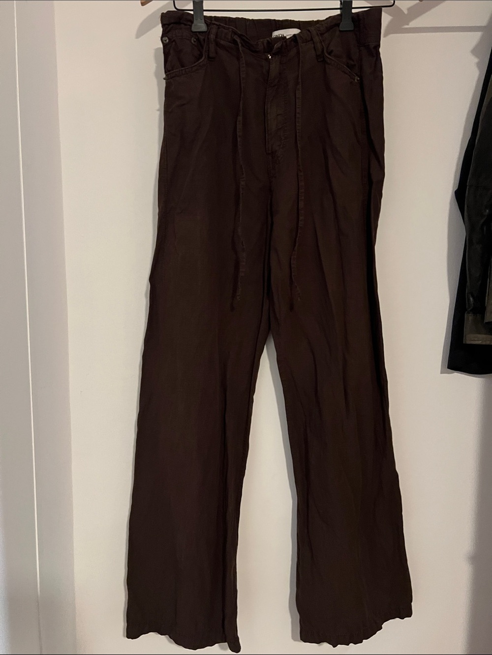 Zara brown linen blend pants with 4 pockets defect read…
